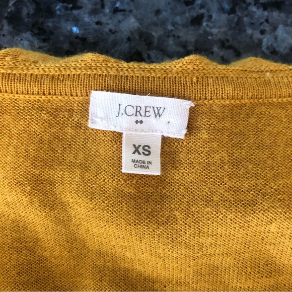 J CREW Factory Mustard Yellow/Gold Wool Ruffle Collar Cardigan Sweater - Picture 2 of 13